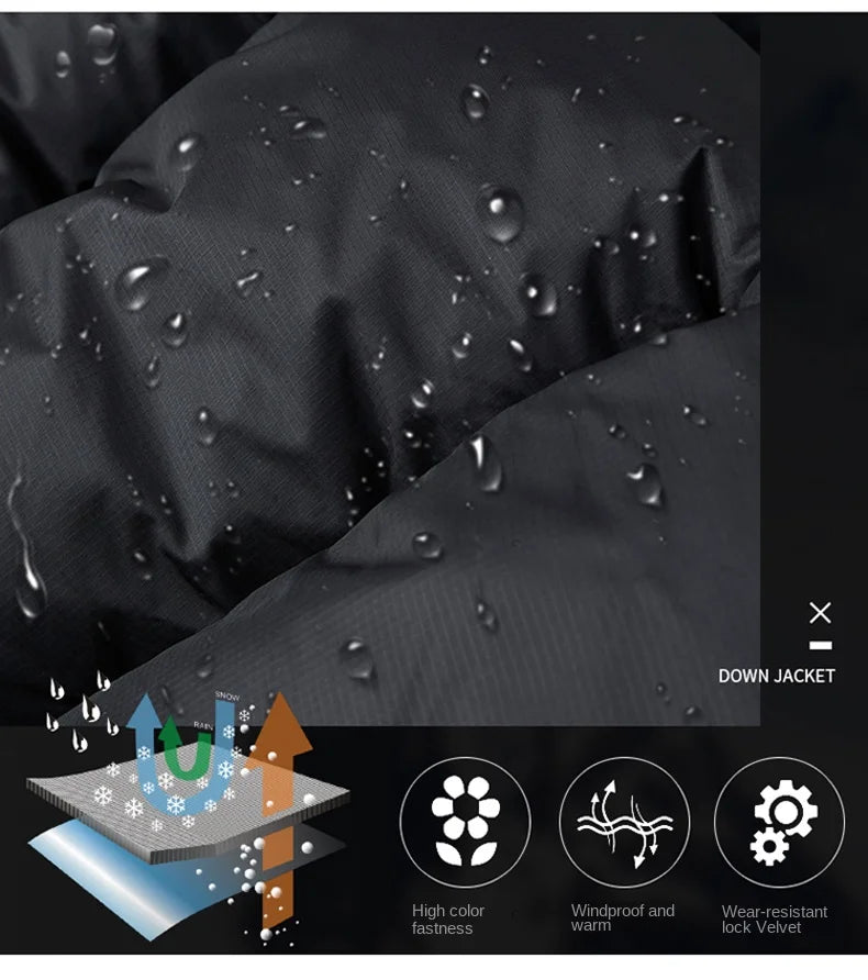 Leichte Luxus-Daunenjacke für Herren, lang, Winter 2024, trendig, 90 % weiße Entendaunen, warmer Mantel, Business-Casual-Mütze, leichte Daunenjacke