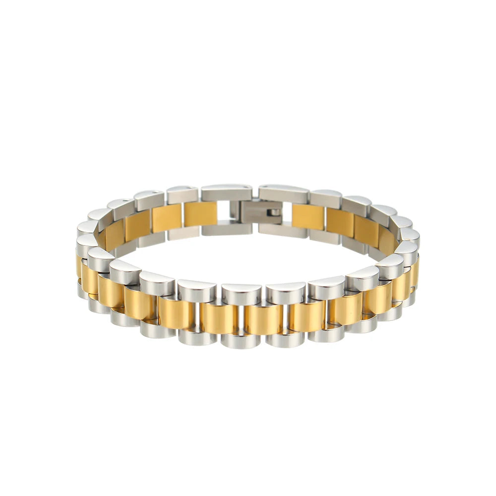 E.B.belle  New Stainless Steel Gold Plated Detachable Wristbands Bracelets Bangles For Women Men Gold Wrap Bracelets