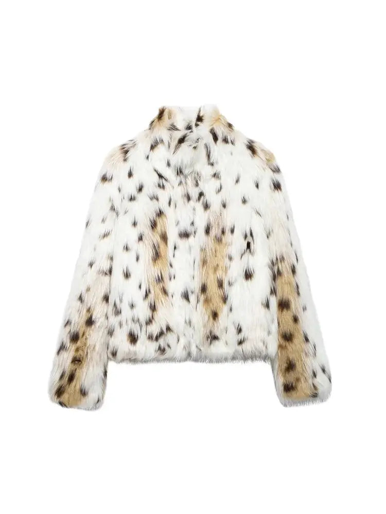 Women's Thick Warm Faux Fur Jacket Coat, Lapel Collar, Long Sleeve, Button-up, Female Outerwear, Chic Tops, Fashion