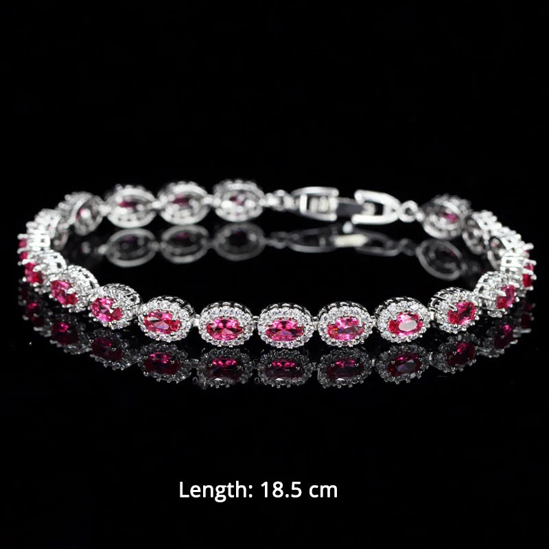 BeaQueen Trendy Green and White Cubic Zirconia Stone Silver Color Tennis Bracelets Dress Jewelry Accessories Gift for Women B100