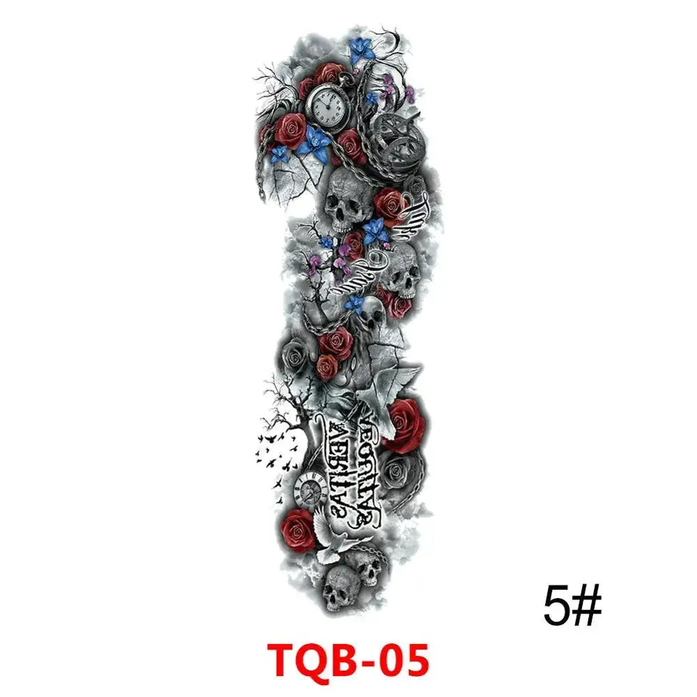Waterproof Temporary Tattoo Sticker Full Arm Large Skull Old School Tatoo Stickers Flash Fake Tattoos for Men Women