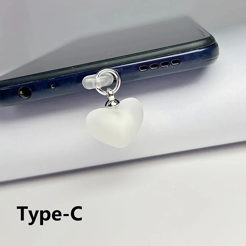 Gradient Heart Shaped Phone Dust Plug Pendant, Heart-Shaped Pendant Suitable for IPhone/Type-C Universal Phone Accessories