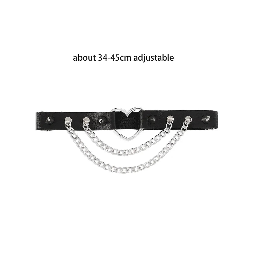 Rock Sexy Heart Love Elastic Leather Belt Garter Girl Women Harness Goth Leg Accessories Black Gothic Rivet Punk Thigh Garter