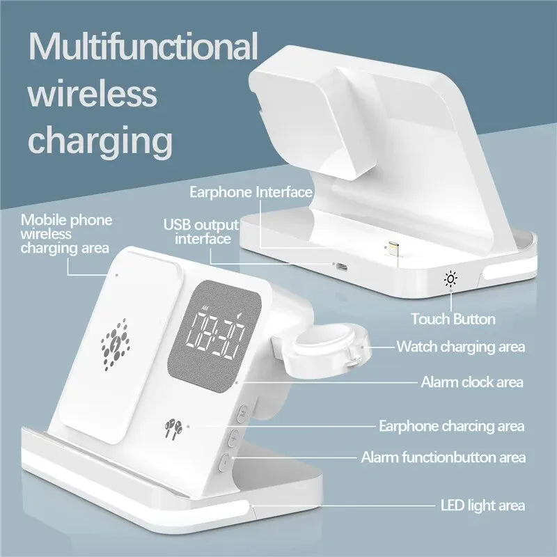 Wireless Charger Stand For iPhone 17-12 Samsung S25 S22 Ultra Fold Z Flip Galaxy Watch Active Buds Fast Charging Station Holder