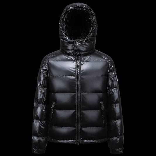 New Men's Winter Black Fashion Cold Warm Jacket Padded Thickened 90% White Duck Down Solid Color Fashion Leisure Jacket