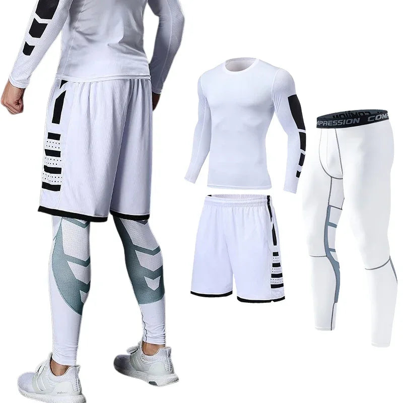Mens Fitness Sportswear Set Moisture-wicking for Gym Running Leggings Dry Fit and Comfortable Workouts Sports Wear Clothes