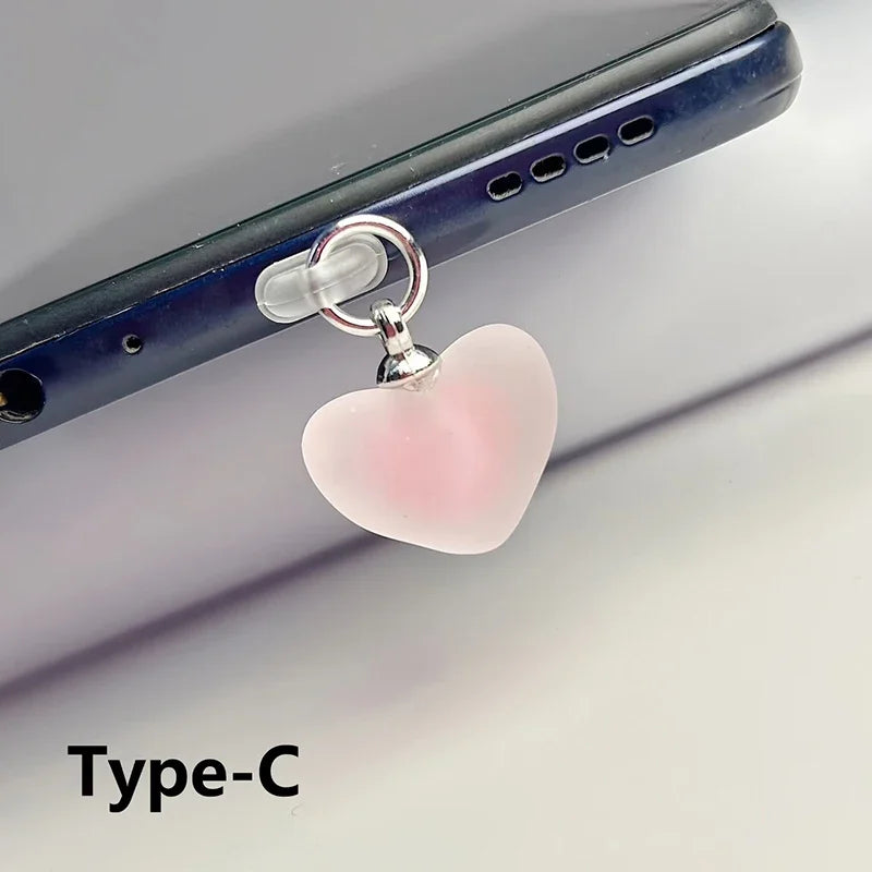 Gradient Heart Shaped Phone Dust Plug Pendant, Heart-Shaped Pendant Suitable for IPhone/Type-C Universal Phone Accessories