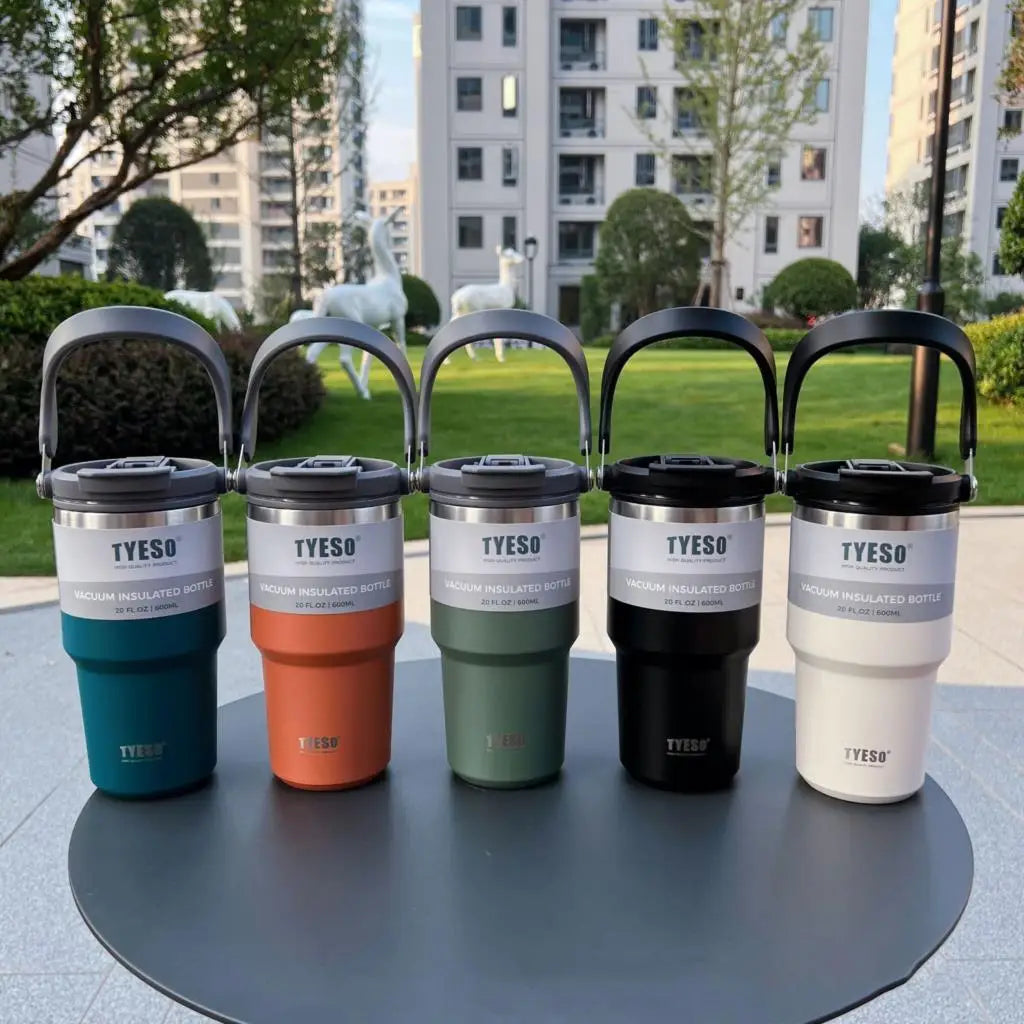 Tyeso 600ml 900ml 1200ml Tumbler Coffee Cup Stainless Steel Vacuum Thermal Insulated Iced Mug Cold Storage Large Capacity Flask