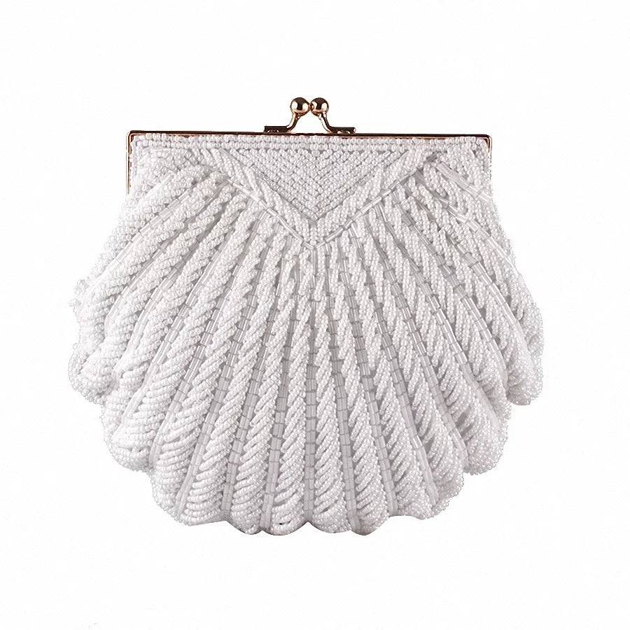 Evening Bags Women Clutch Evening Clutch Bags Wedding Bridal Handbag Pearl Beaded Fashion Shell Chain Party Bags LI-383
