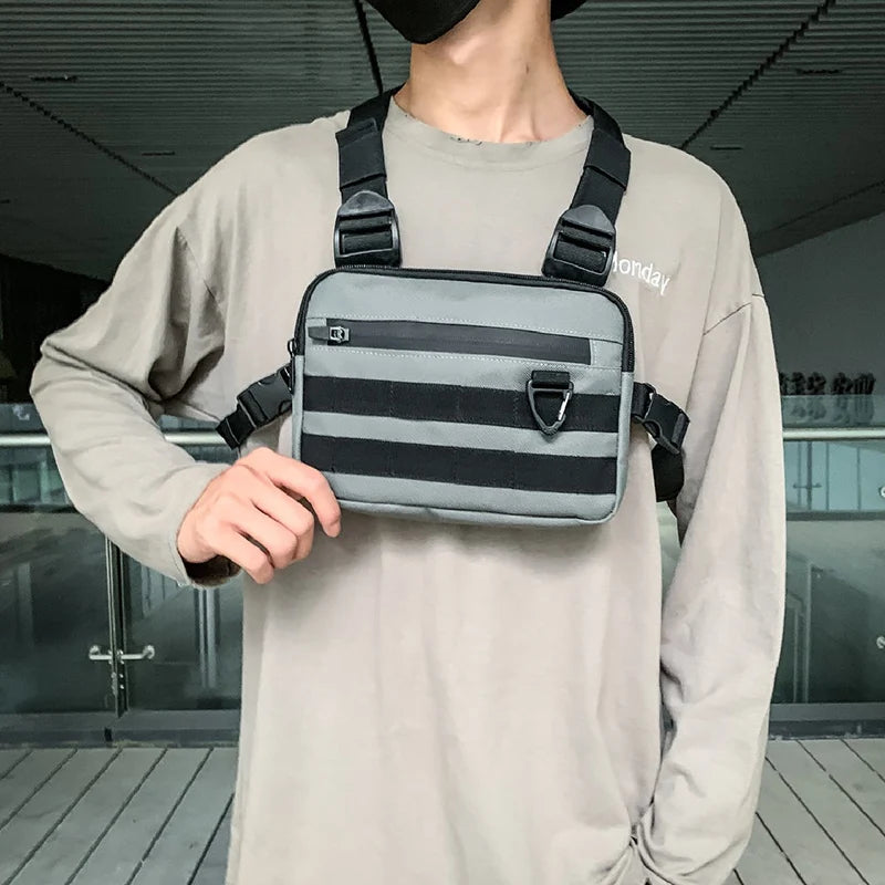 Hip-hop Streetwear Chest Rig Bag Men High Quality Nylon Unisex Chest Bags Casual Sport Storage Vest Pocket Solid Color Backpack
