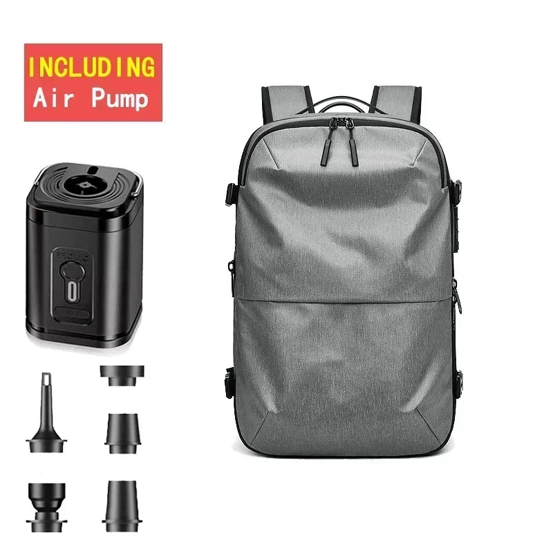 Waterproof Man Travel Backpack Vacuum Compression With Air Pump Anti Theft Laptop Bag Expandable Fashion Casual Large Back Pack