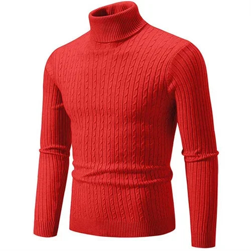 2025 New Men Solid Colour Turtleneck Sweater Black , White , Royal Blue, Fashion Simple Male Casual Pullover Tops