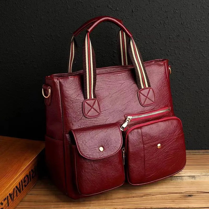 Damenhandtasche Damen-Umhängetasche Modische Geldbörse Vintage-Ledertasche Große Kapazität Handtasche Geneigte Umhängetasche Mamas Tasche