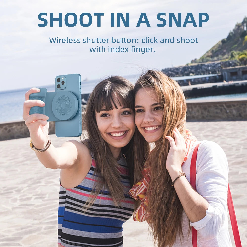 Magnetic Camera Handle Bluetooth Phone Grip Photo Bracket Anti-shake Selfie Device for Android iphone Wireless Charging