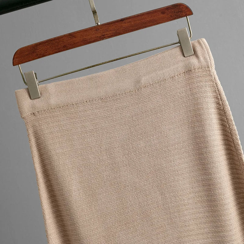 Two Piece Sets For Women Hollow Out Beach Skirts Outfits Knit Tank Tops Skirts with Slit Sexy Long Skirts Sets Women 2 Piece