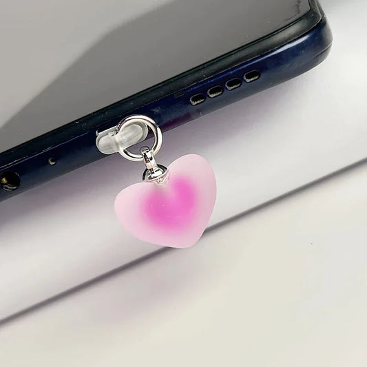 Gradient Heart Shaped Phone Dust Plug Pendant, Heart-Shaped Pendant Suitable for IPhone/Type-C Universal Phone Accessories