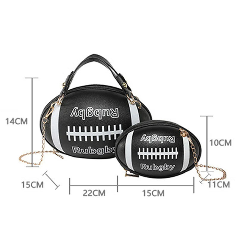 Women's American Rugby Style Crossbody Bag Fashion Large Letter Chain Ball Small Round Bags Daily Novelty Commuting Handbags