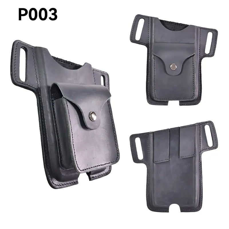 Multifunctional Leather Bag for Men, U-Shaped Design, Leisure Leather Clip, Men's Bag