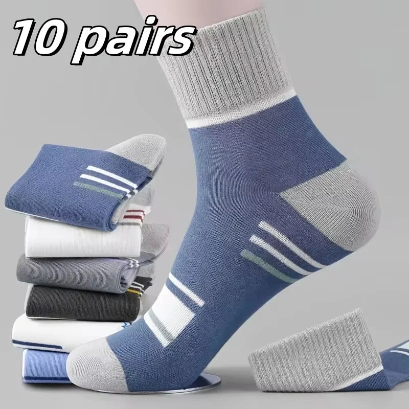10/5/4/3 pairs of men's formal color blocking socks, comfortable and breathable soft business socks, men's socks and stockings-