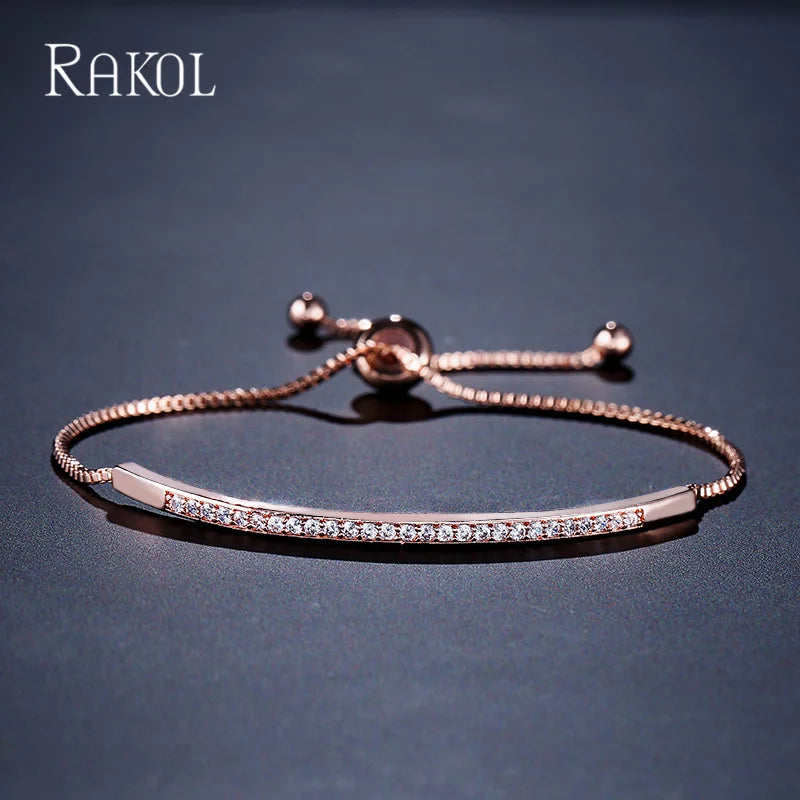 RAKOL Fashion Cubic Zircon Adjustale Bracelets for Women Exquisite Party Wedding Jewelry
