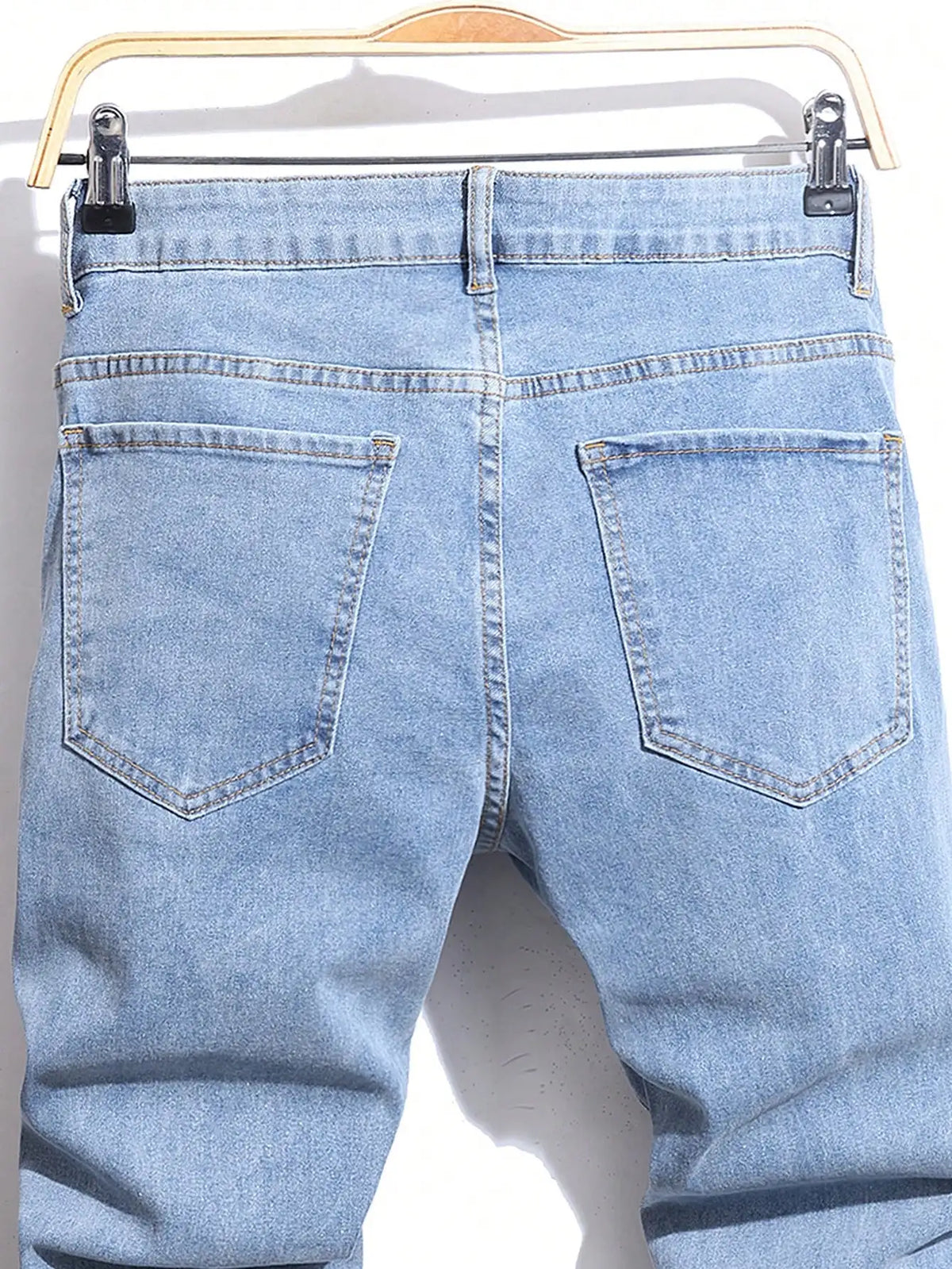 High Stretch Men's Ripped Jeans for Men Cool Skinny Slim Denim Pants Patchwork Hip Hop Black Blue Casual Jogging Trousers