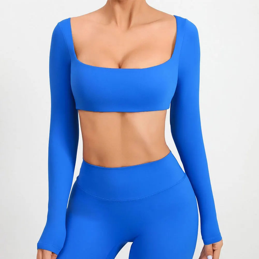 Sexy Fitness Long Sleeve Yoga Clothes Backless Gym Top Women Breathable Sports Crop Yop Shirts Quick Dry Sportswear Women Top