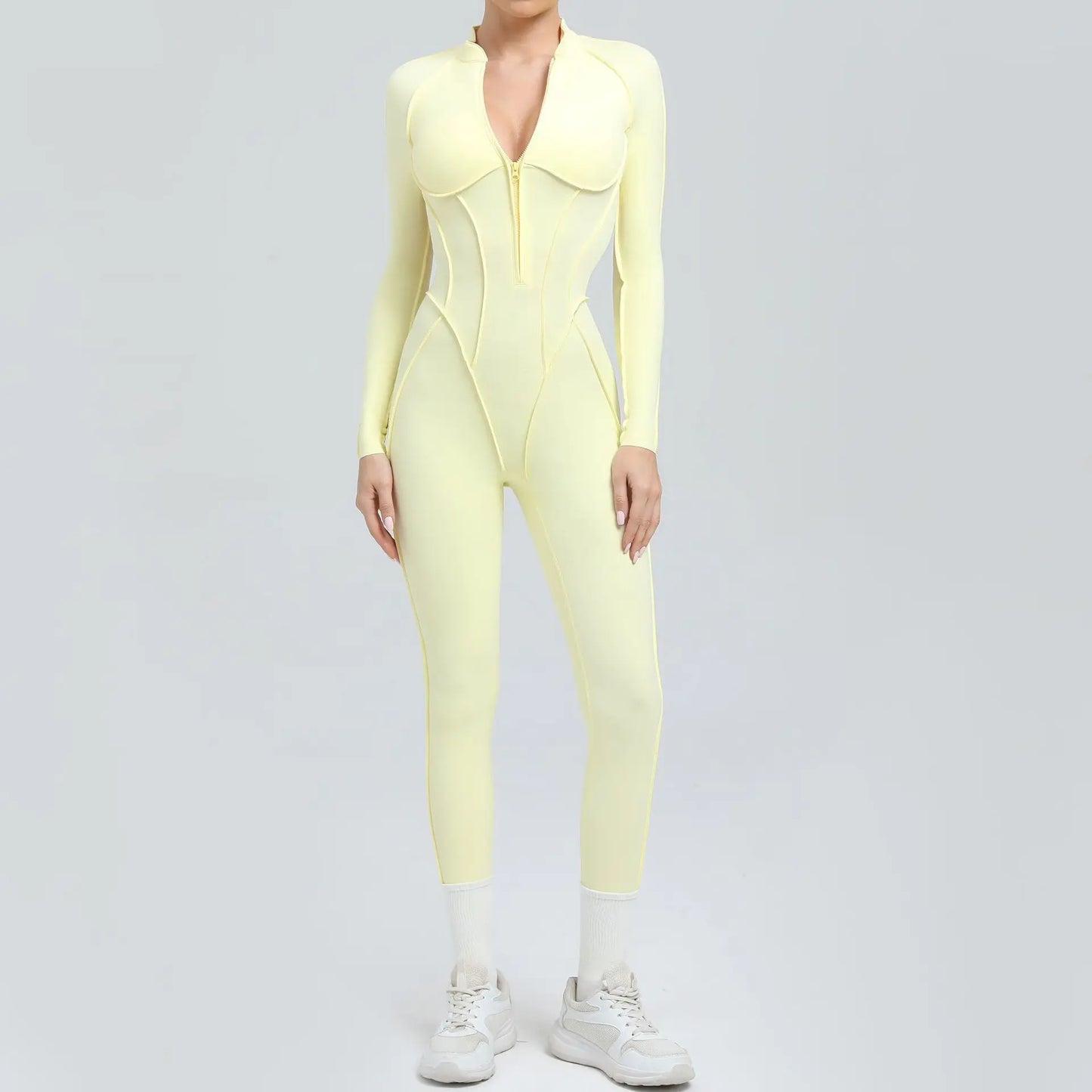 Women's Tracksuit Gym Workout Sports Clothes Outfit Zipper Jumpsuit Yoga Fitness Overalls Set Open Back Bodysuits Suit for Women