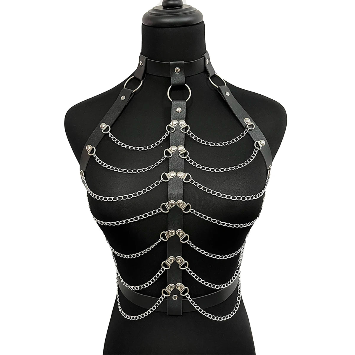 Women Sexy Chest Harness Leather Lingerie Suspenders Chain Collar Bra Bondage Belt Gothic Fetish Clothing Sex Toys Accessorie