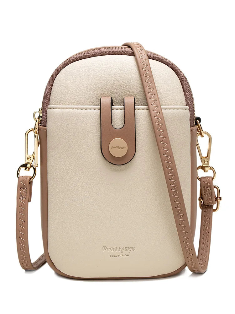 Spring and summer new mobile phone bag female Japanese and South Korean PU soft small fresh high-grade fashion zipper large