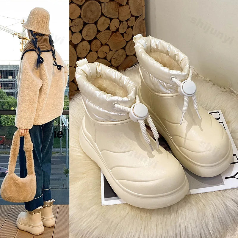 2025 Women Snow Boots Winter Plush Warm Thick Soled Non-slip New Boots Windproof Women Cotton Shoe Platform Sneakers Botas Mujer