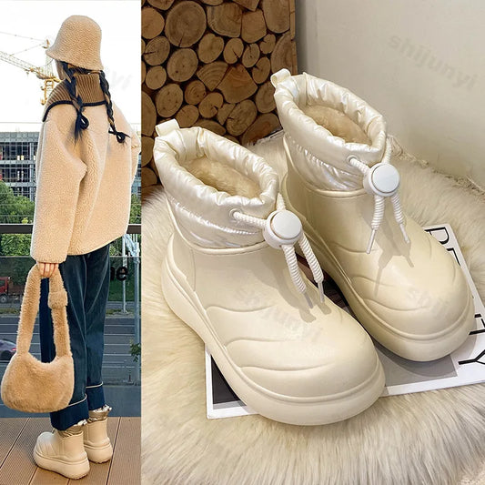 2025 Women Snow Boots Winter Plush Warm Thick Soled Non-slip New Boots Windproof Women Cotton Shoe Platform Sneakers Botas Mujer