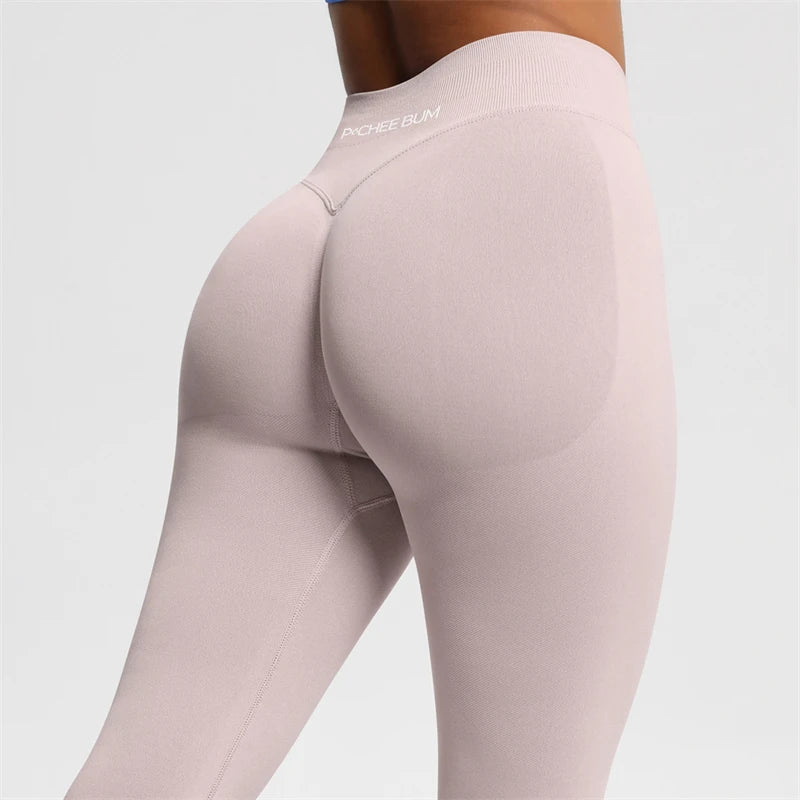 Bum Shaping Leggings Women Seamless Sports Yoga Pants Low Ribbed Band Gym clothes Fitness Workout Scrunch Butt Tight