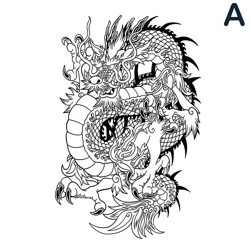1pc Dragon Tattoo Sticker Realistic Dragon Fake Tattoo Stickers For Men Boys Kids 3D Dragon Temporary Tattoos Washable Tattoos