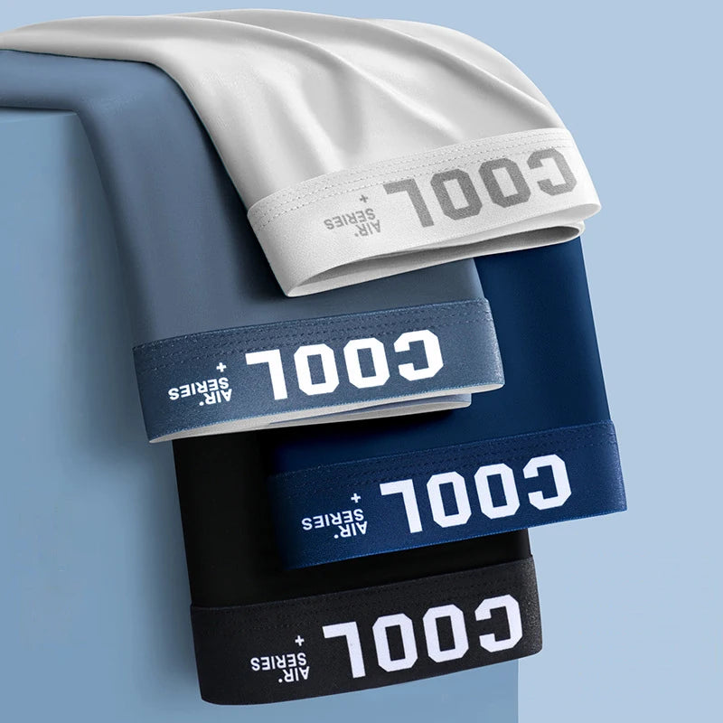 4Pcs Boxer Shorts Men's Underwear Ice Silk Underpants Sexy Panties 3A Antibacterial Breathable Elastic Lingerie Plus Size L-6XL