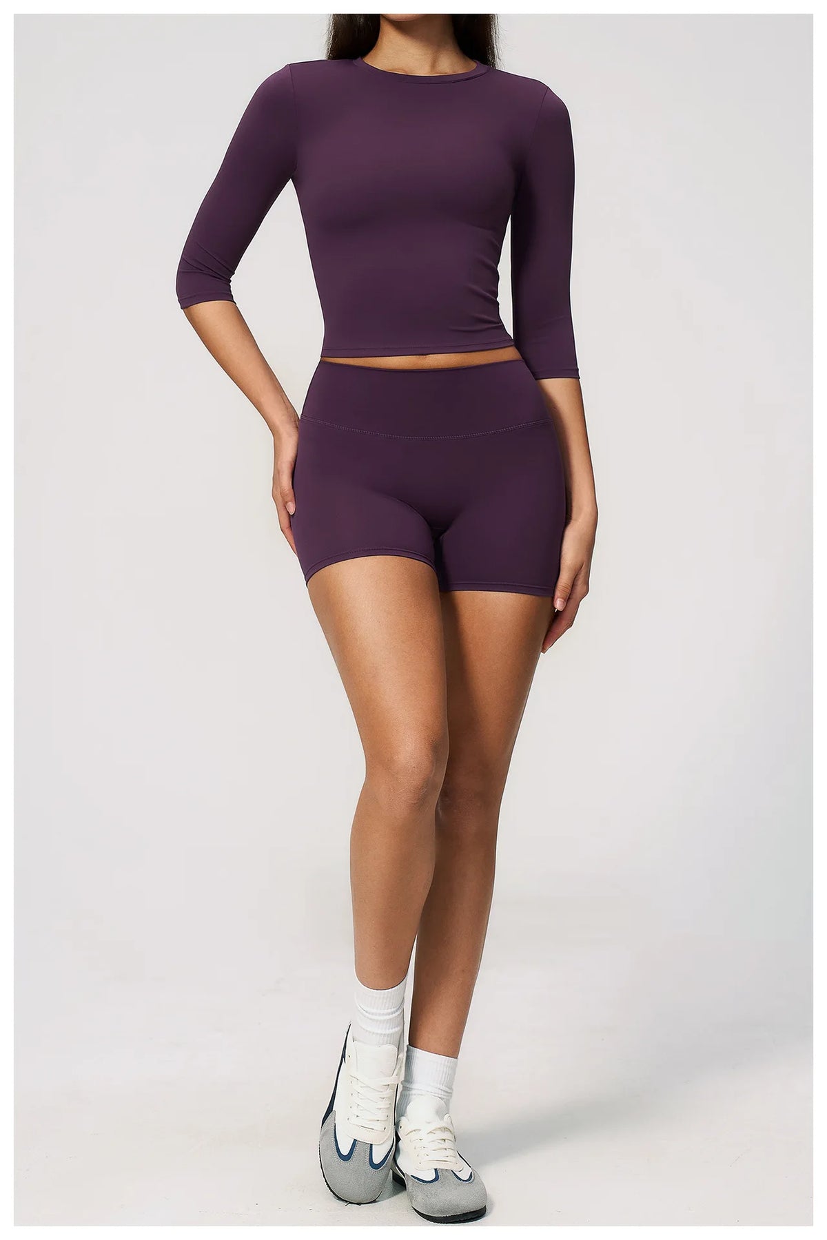Sportswear Workout Clothes 2026 New Yoga Outfit Set For Women Slim Fit Mid Sleeve Shorts Outdoor Fitness Half Sleeve Sports Suit