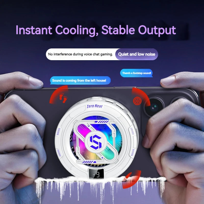 Semiconductor Magnetic Cooler With Temperature Display Radiator Fast Heat Dissipation for Phones Gaming Tablet Cooling Pad