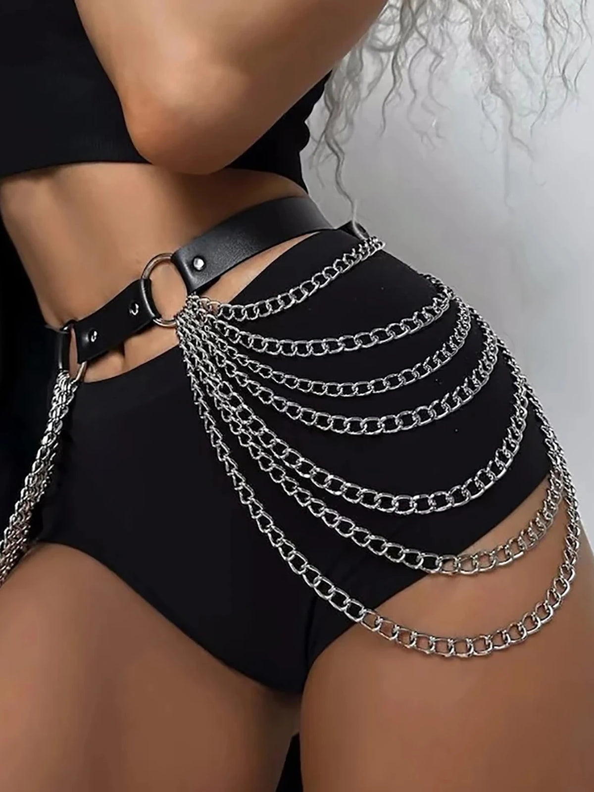 Women Sexy Chest Harness Leather Lingerie Suspenders Chain Collar Bra Bondage Belt Gothic Fetish Clothing Sex Toys Accessorie