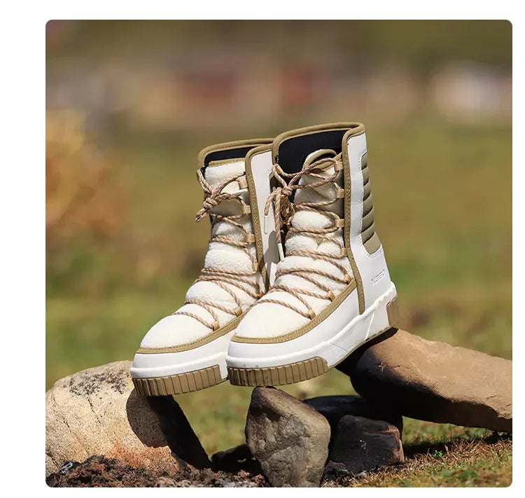 XIANG GUAN Outdoor Kältebeständige WanderschuheTurnschuhe Winter Damen Schneestiefel wasserdichte Bergschuhe Camping Casual Sneakers