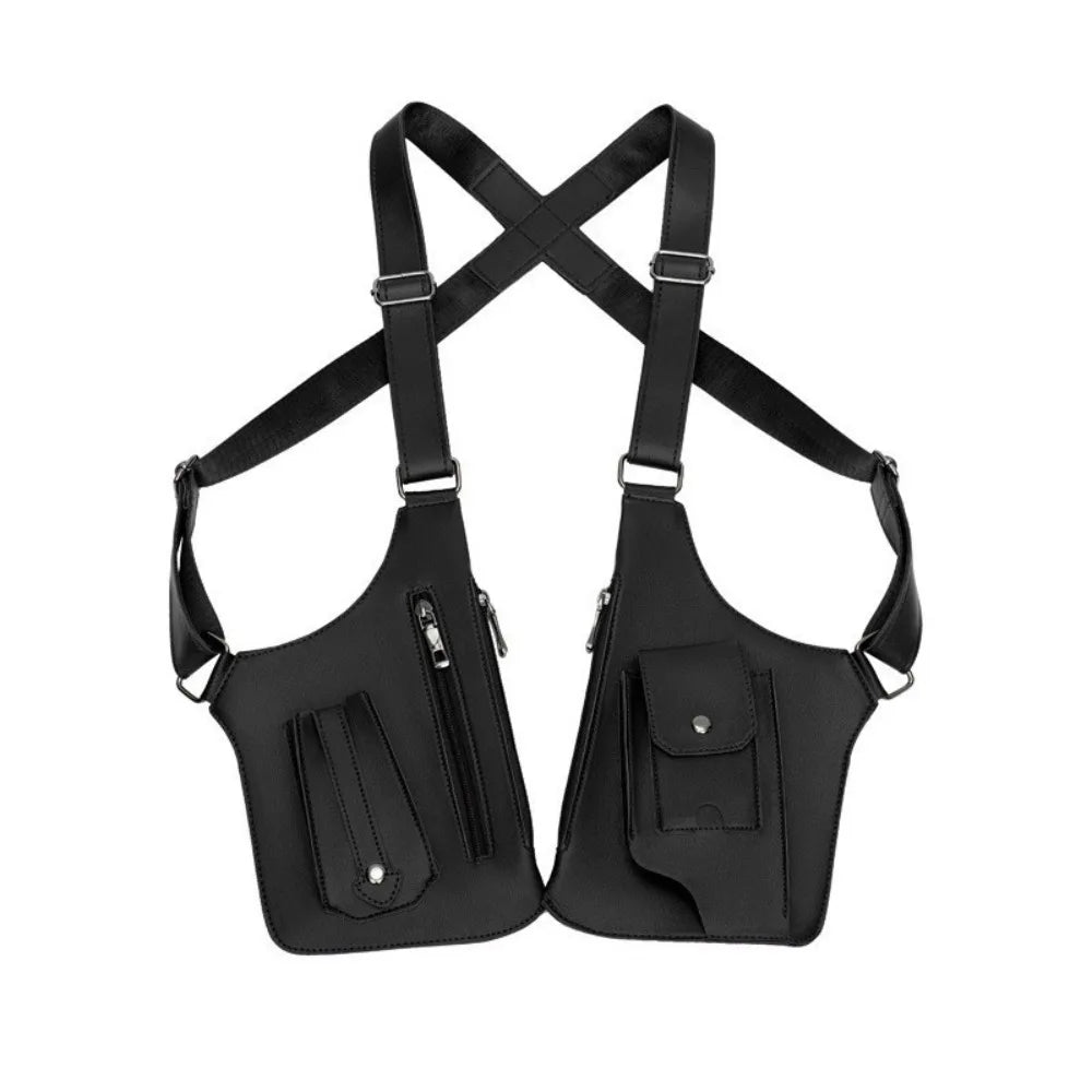 Tactical Double Shoulder Armpit Bag Anti-Theft Hidden Crossbody Pack Adjustable Multi-Pocket Chest Bag for Men