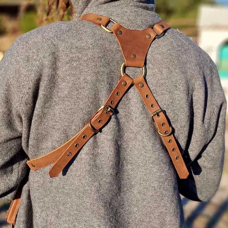 Medieval Steampunk PU Leather Shoulder Harness Holster Bag Vintage Phone Cover Case Pocket Cosplay Costume Purse Wallet Pouch