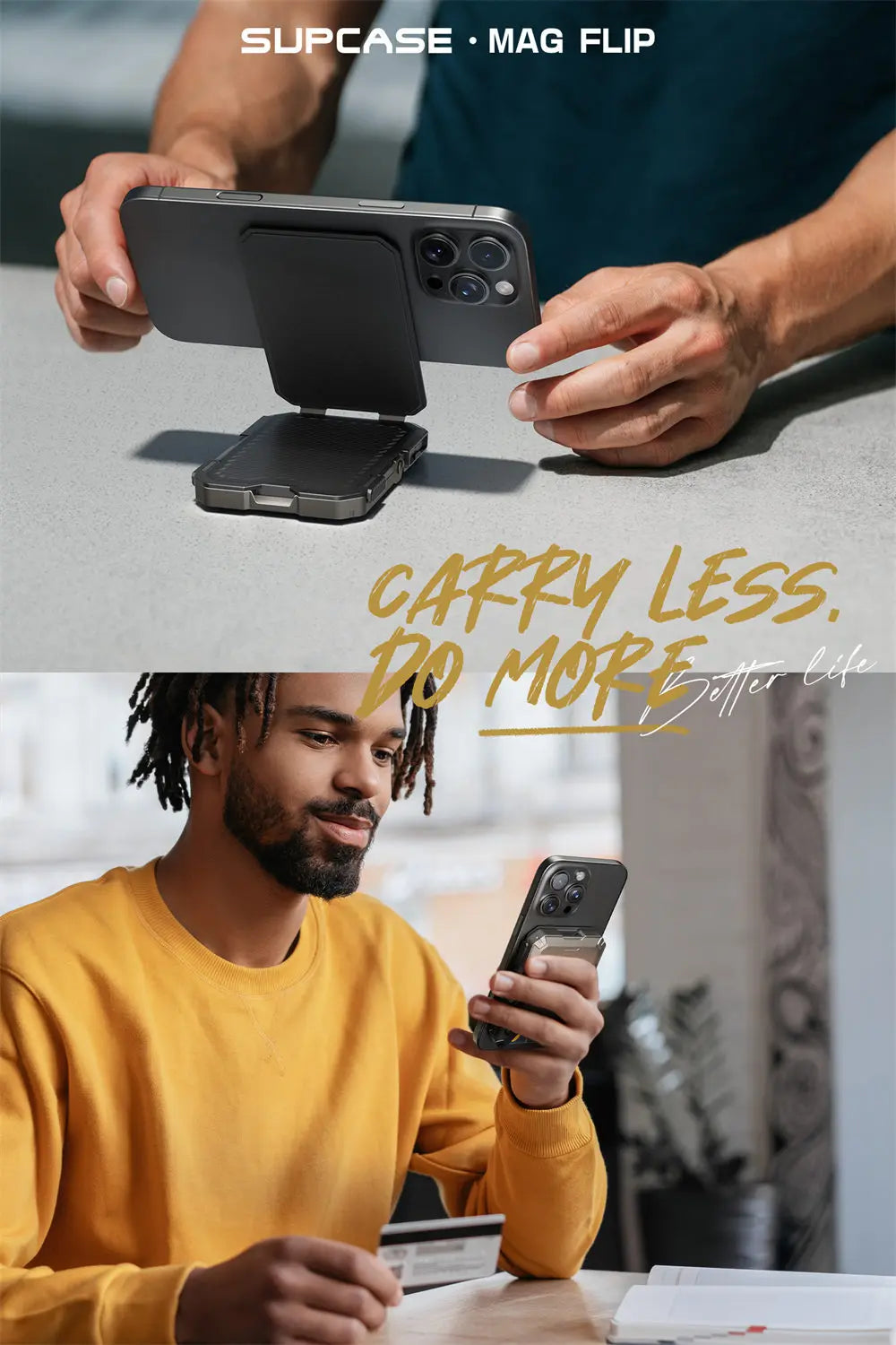 Magnetic Tripod Phone Stand Credit Card Holder for iPhone 16/15/14/13/12 SUPCASE Adjustable Phone Stand Compatible with MagSafe