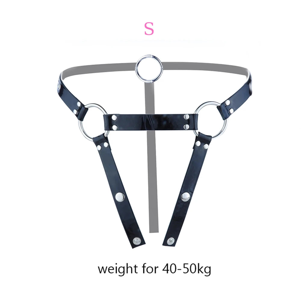 PU Leather Chastity Belt For Metal Penis Lock Cage Auxiliary Harness Belt Underwear Chastity Accessories B*SM Men S*x Toys