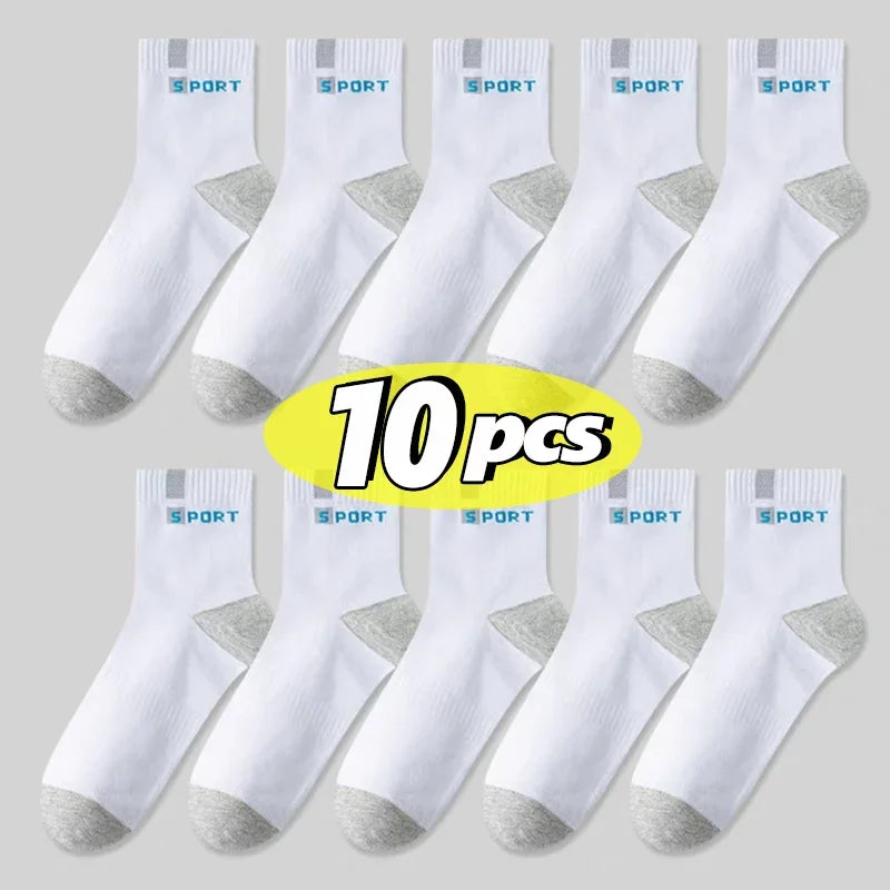 5Pairs 2025 Mens Fashion Sports Socks Spring and Autumn Sweat Absorbent Comfortable Thin Breathable Meias Socks EU 38-47