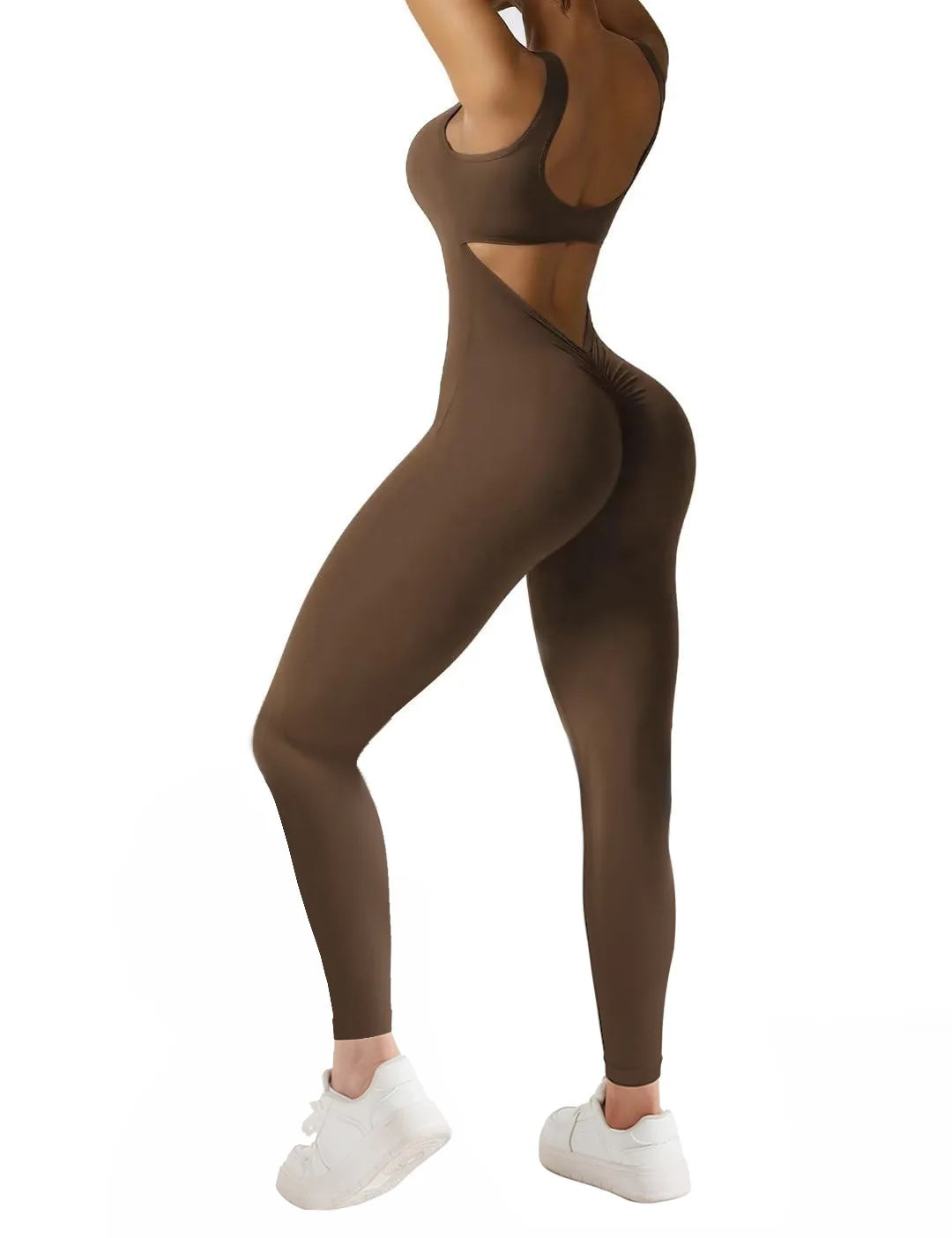 Women Sleeveless Flare Jumpsuits Sexy Backless Tank Tops Bodycon Scrunch Butt Yoga Rompers Seamless Unitard Playsuit Sportswear