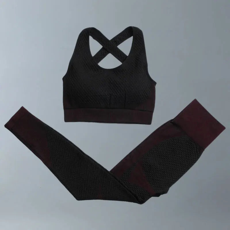 Yoga Suits Women Fitness Wear Gym Set Sports Outfits Training Exercise Workout Pants Long Sleeve Crop Top Bra Womens Tracksuits