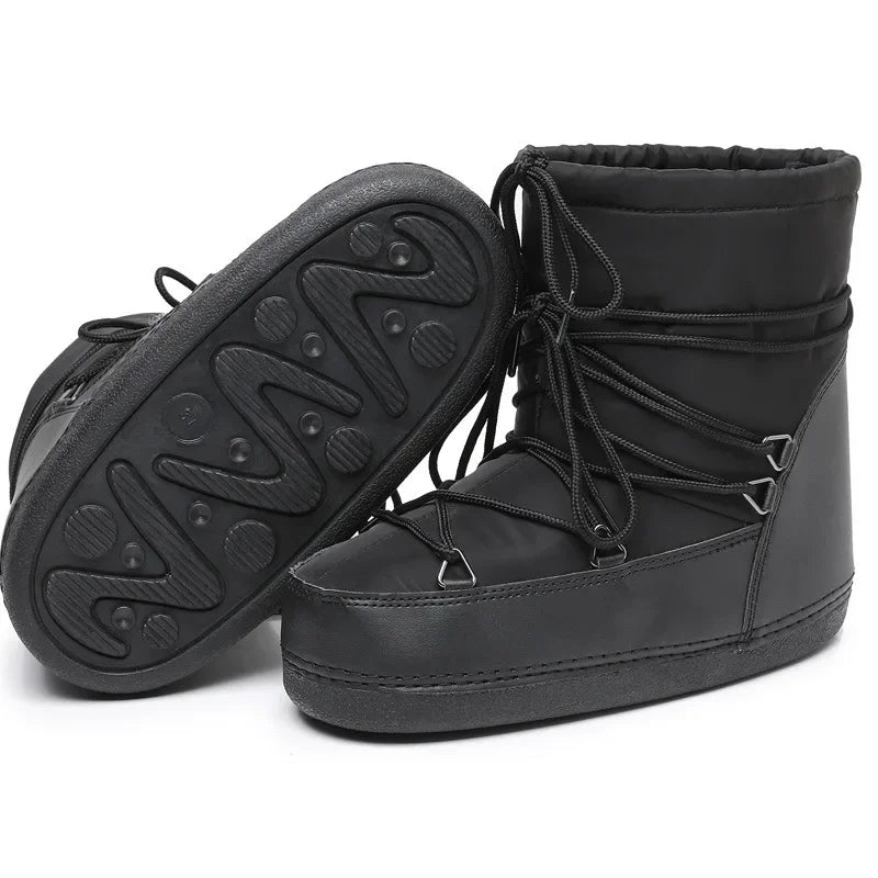 2025 Winter Lace-up Ankle Boots Women Snow Brand Design Classic Platform Waterproof Non-slip Cotton Woman Ski Boots