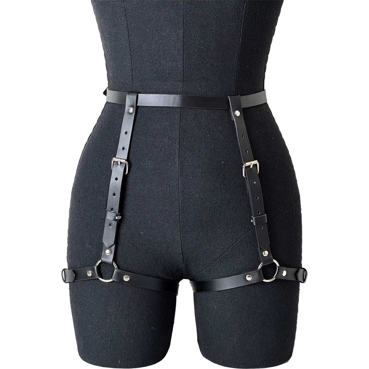 Fashionable Women's Pu Leather Leg Harness Body Harness Breast Punk Gothic Leg Garter Belts Gothic Waist Belt Clothing Accessor