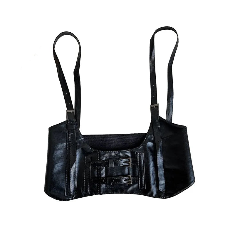 European and American street photography fashion belt decoration black ins punk style suspender with suit belt female corset
