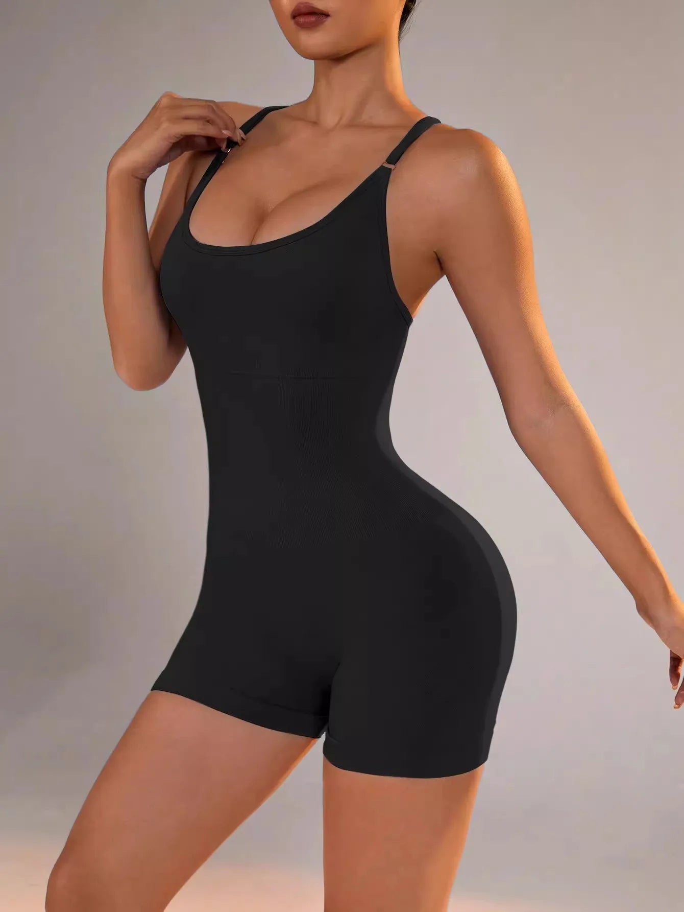 Women's Yoga Jumpsuit, Sexy One-Piece Fitness Romper with Strap, Tummy Control & Padded Sports Bra for Workout