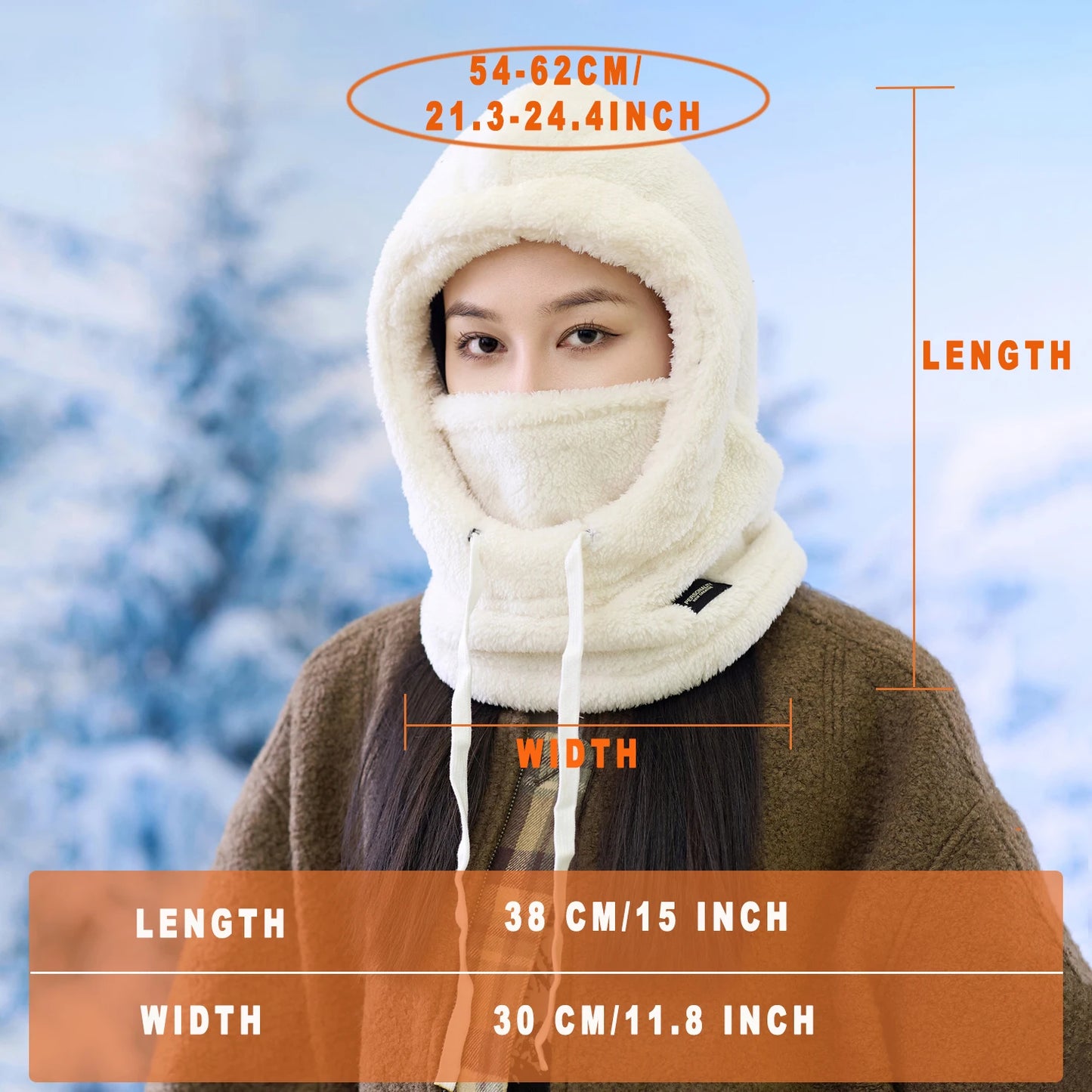 Winter Warm Balaclava Thermal Windproof Ski Hood Motocycle Face Cover Polar Fleece Adjustable Cycling Neck Cover Full Face Mask